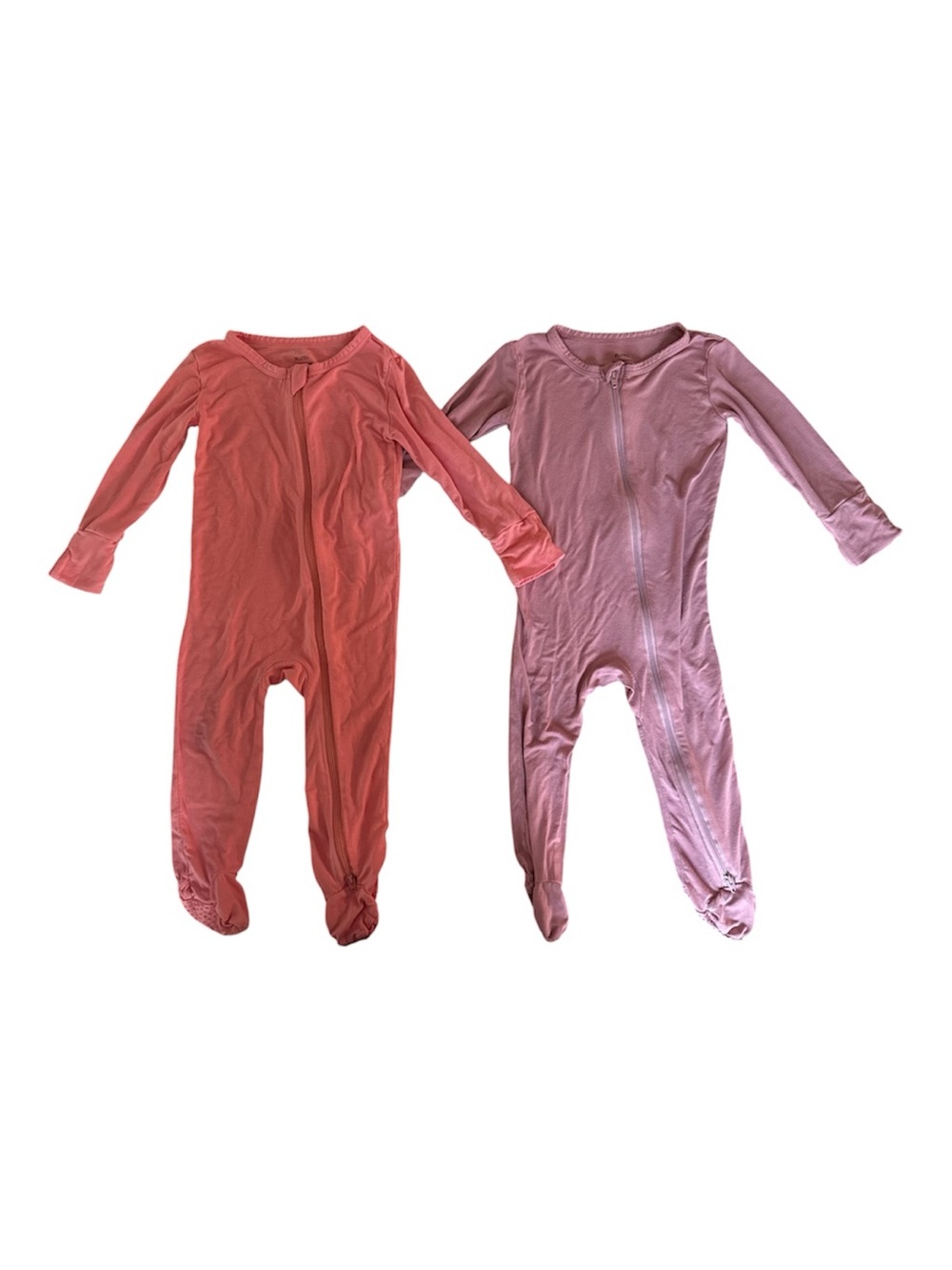 Suzel Bamboo Baby Girl Footie Pajama Sleepers & Zipper Pink & Coral 12-18 Months